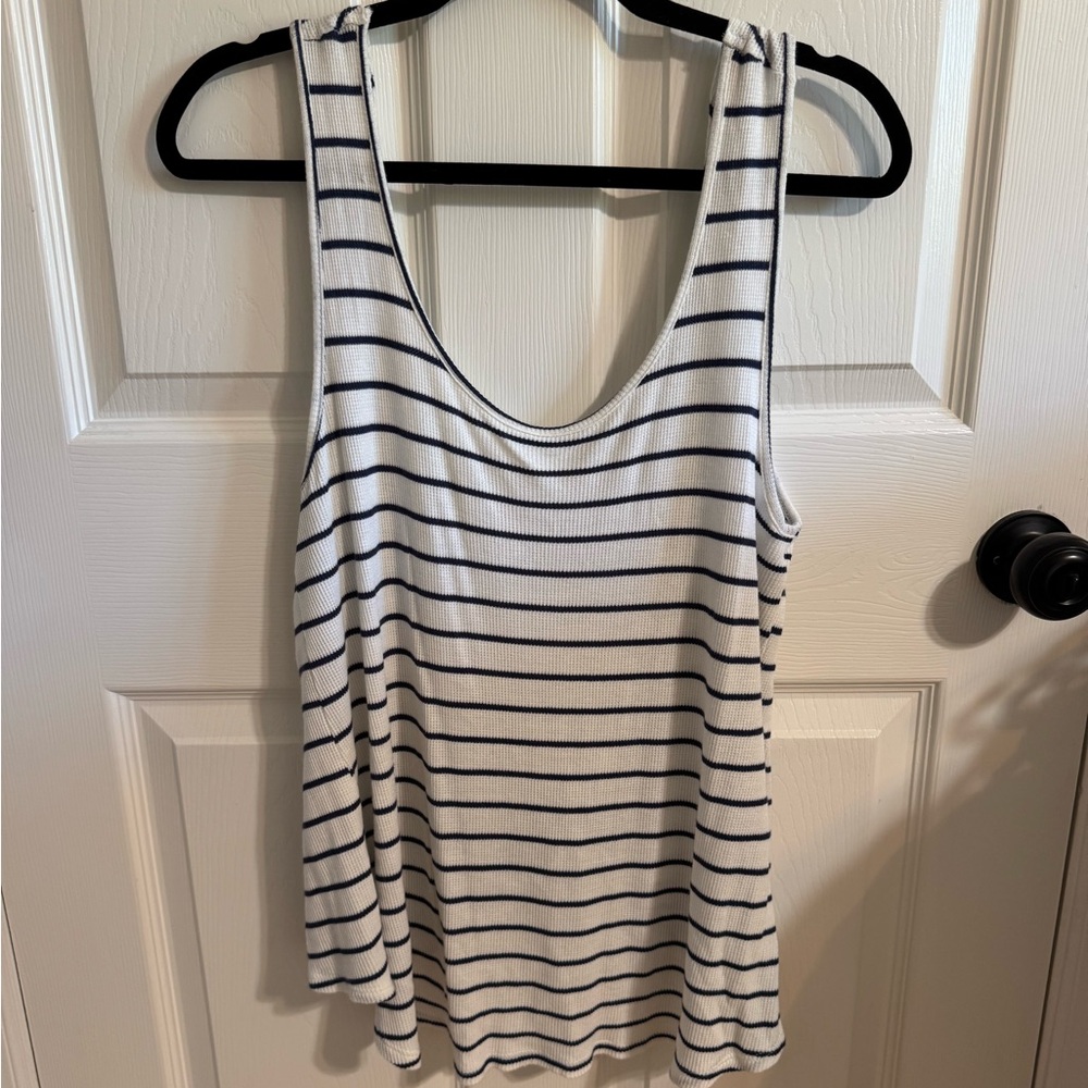 Women’s Navy and White Striped Tank Top